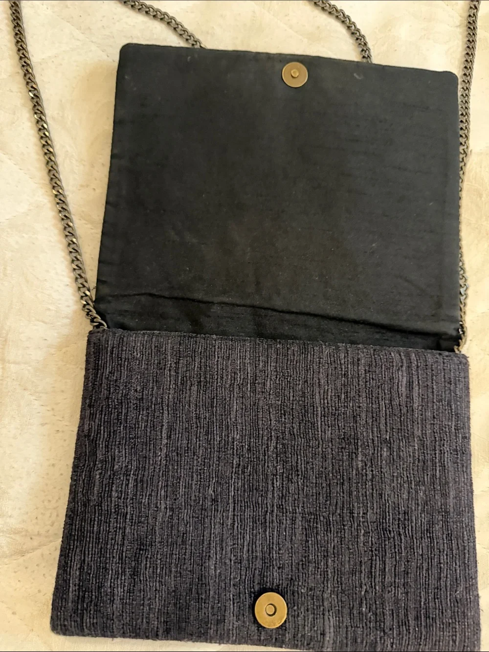 Mary Frances Beautiful Black Beaded Fleur-de-Lis Crossbody Bag